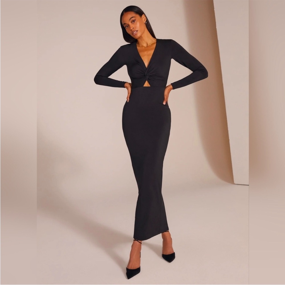 Favorite Daughter Black Twist Front Maxi Dress